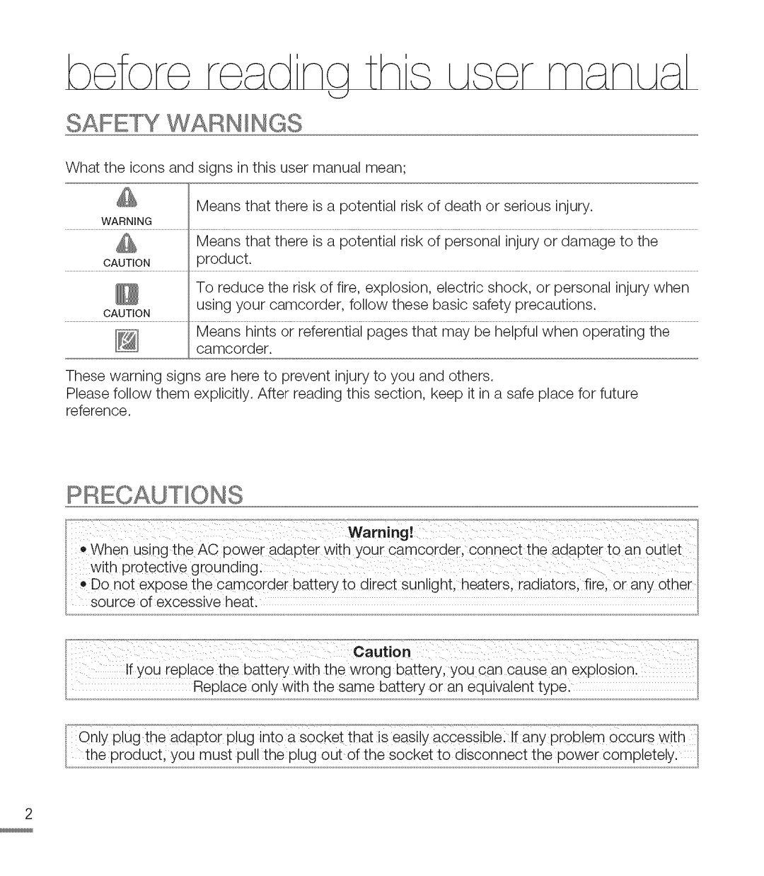 Samsung M20BN, M20SN user manual Safety Warnings 