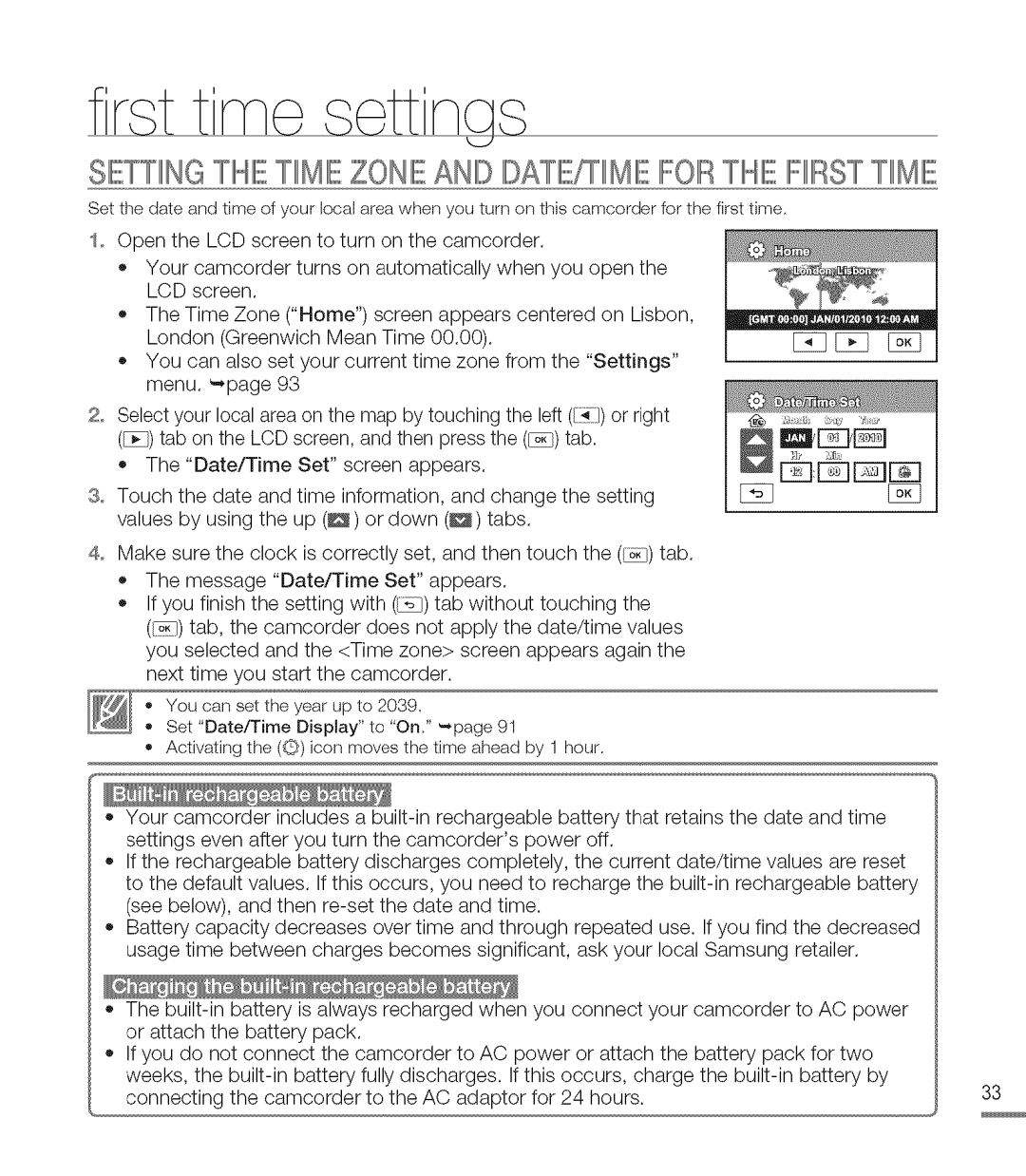 Samsung M20SN, M20BN user manual Frst trne settinqs 