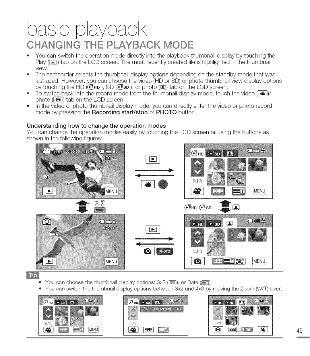 Samsung M20SN, M20BN user manual Changing the Playback Mode 