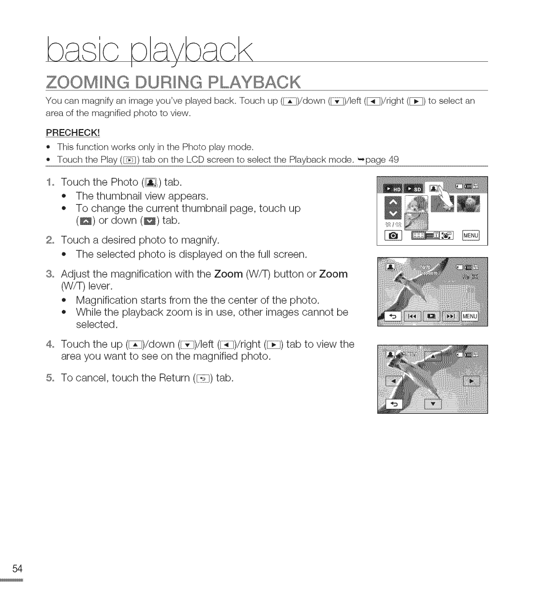 Samsung M20BN, M20SN user manual Zooming During Playback 