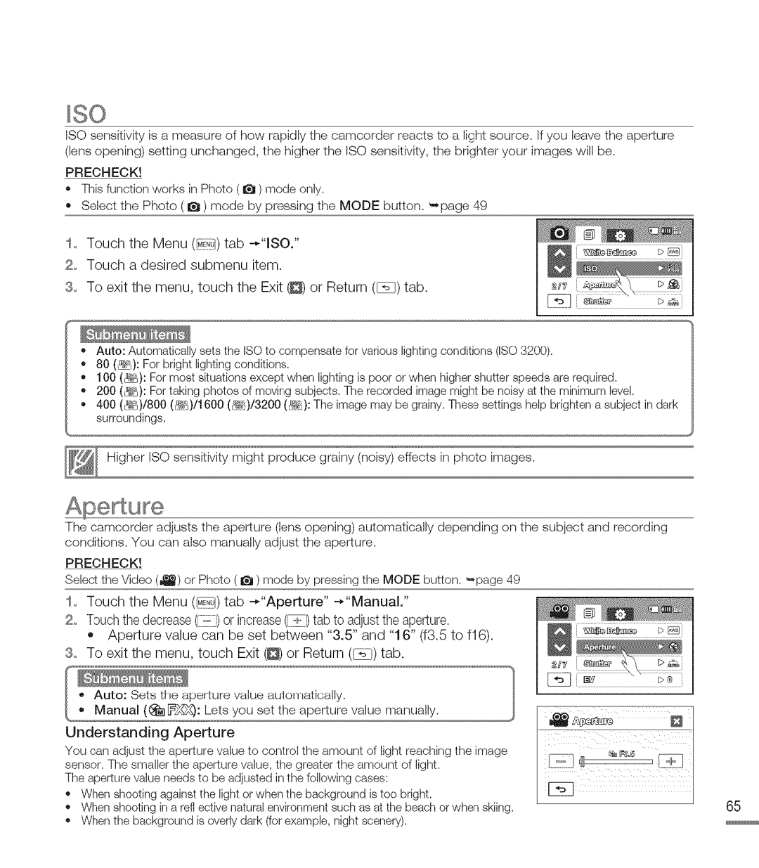 Samsung M20SN, M20BN user manual Understanding Aperture 