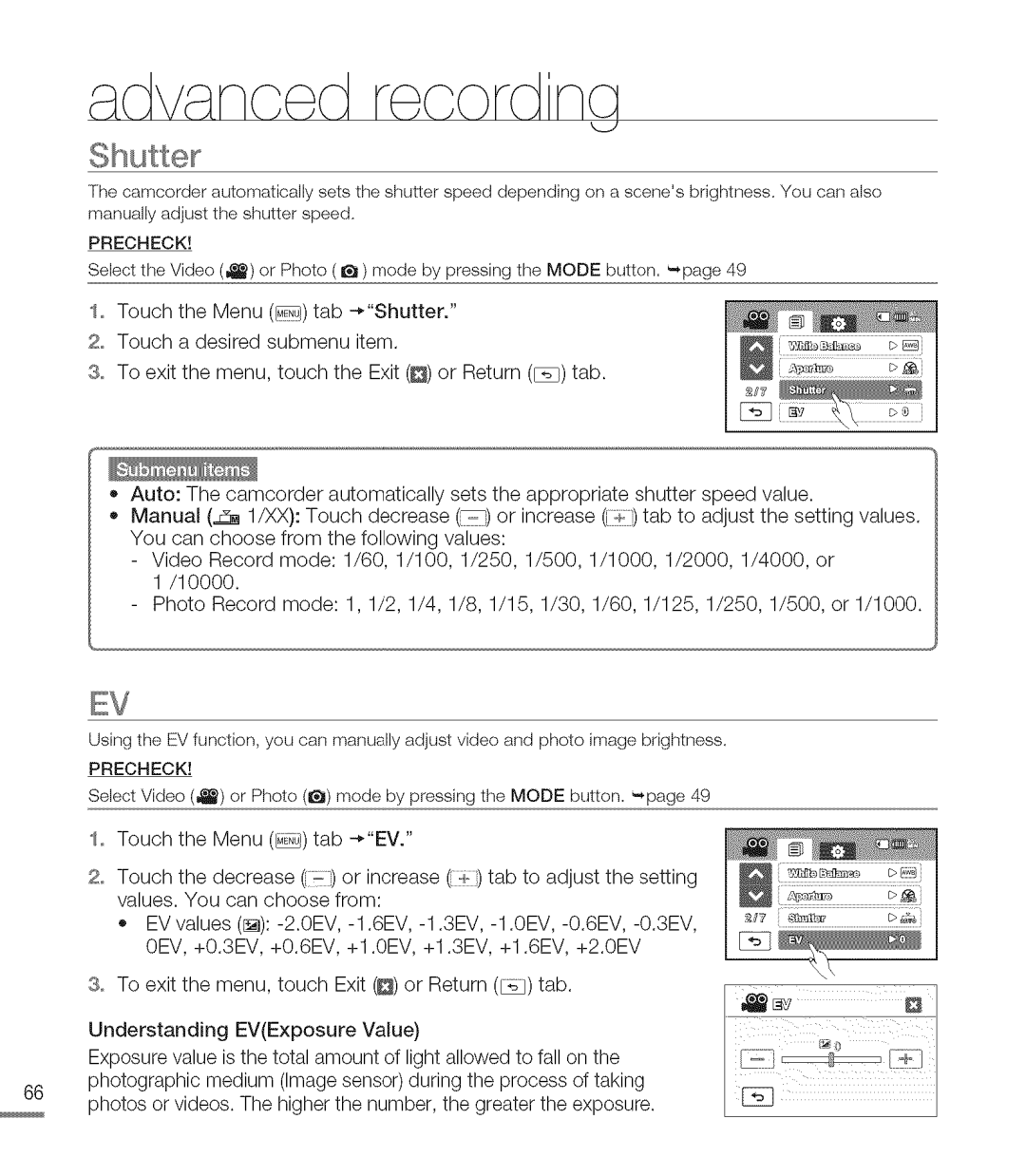 Samsung M20BN, M20SN user manual Manuallyadjusttheshutterspeed 