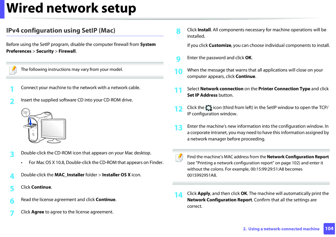 Samsung SLM2825DW, M282x, M262x, SLM2625DXAC manual IPv4 configuration using SetIP Mac, Set IP Address button 