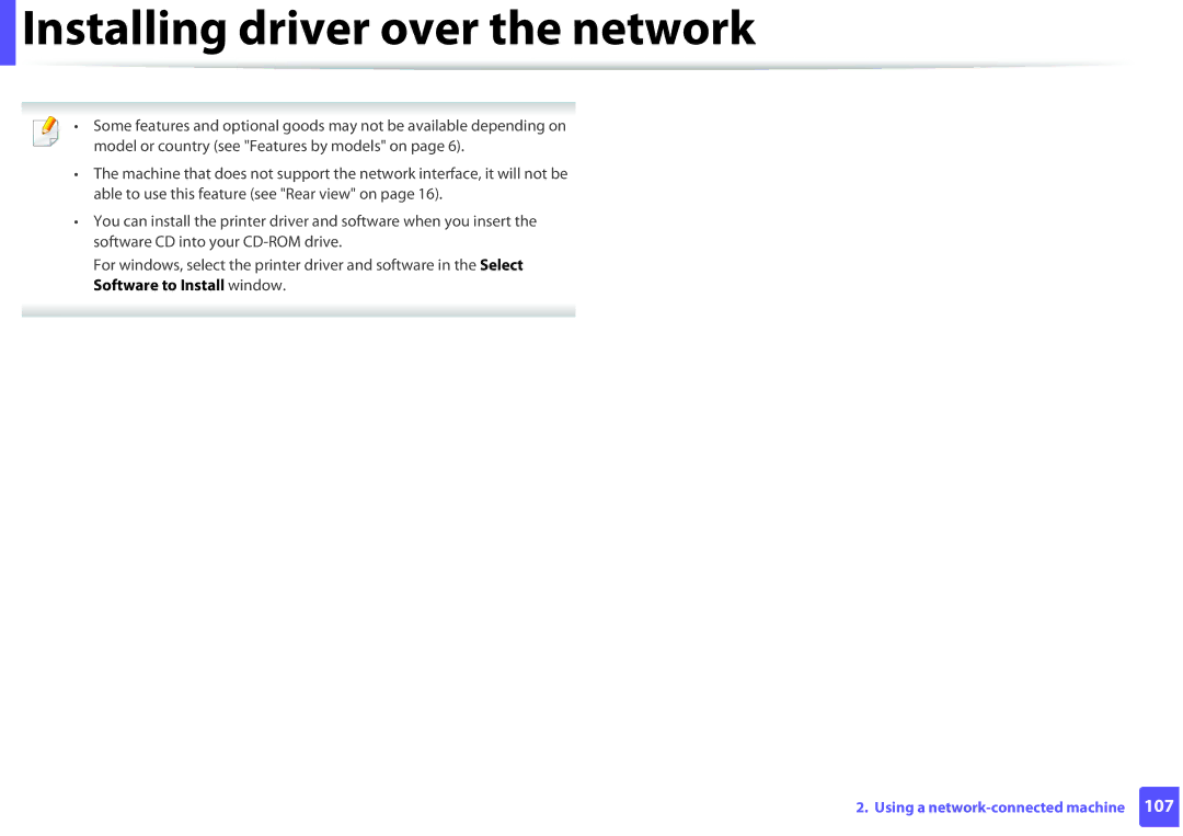 Samsung M282x, M262x, SLM2625DXAC, SLM2825DW manual Installing driver over the network 