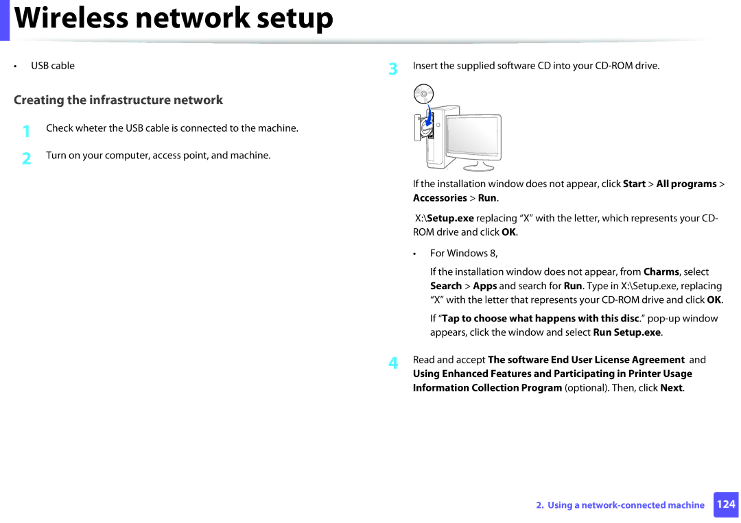 Samsung SLM2825DW, M282x, M262x, SLM2625DXAC manual USB cable, Read and accept The software End User License Agreement 