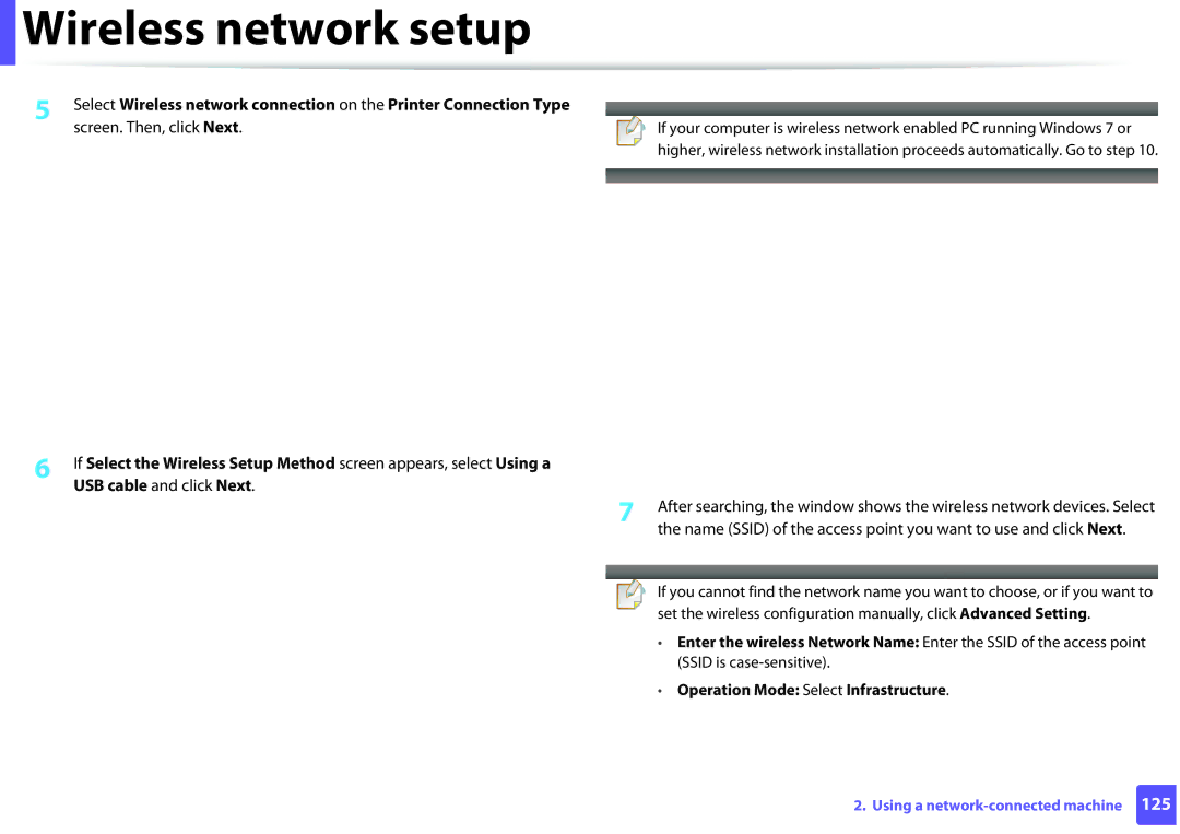 Samsung M282x, M262x, SLM2625DXAC, SLM2825DW manual Operation Mode Select Infrastructure 