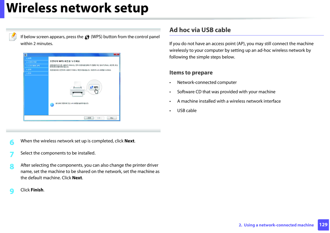 Samsung SLM2825DW, M282x, M262x, SLM2625DXAC manual Ad hoc via USB cable 