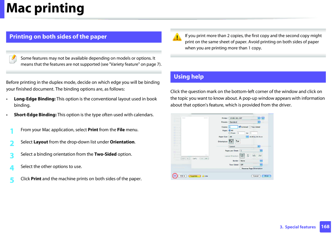 Samsung SLM2625DXAC, M282x, M262x, SLM2825DW manual Printing on both sides of the paper, Using help 