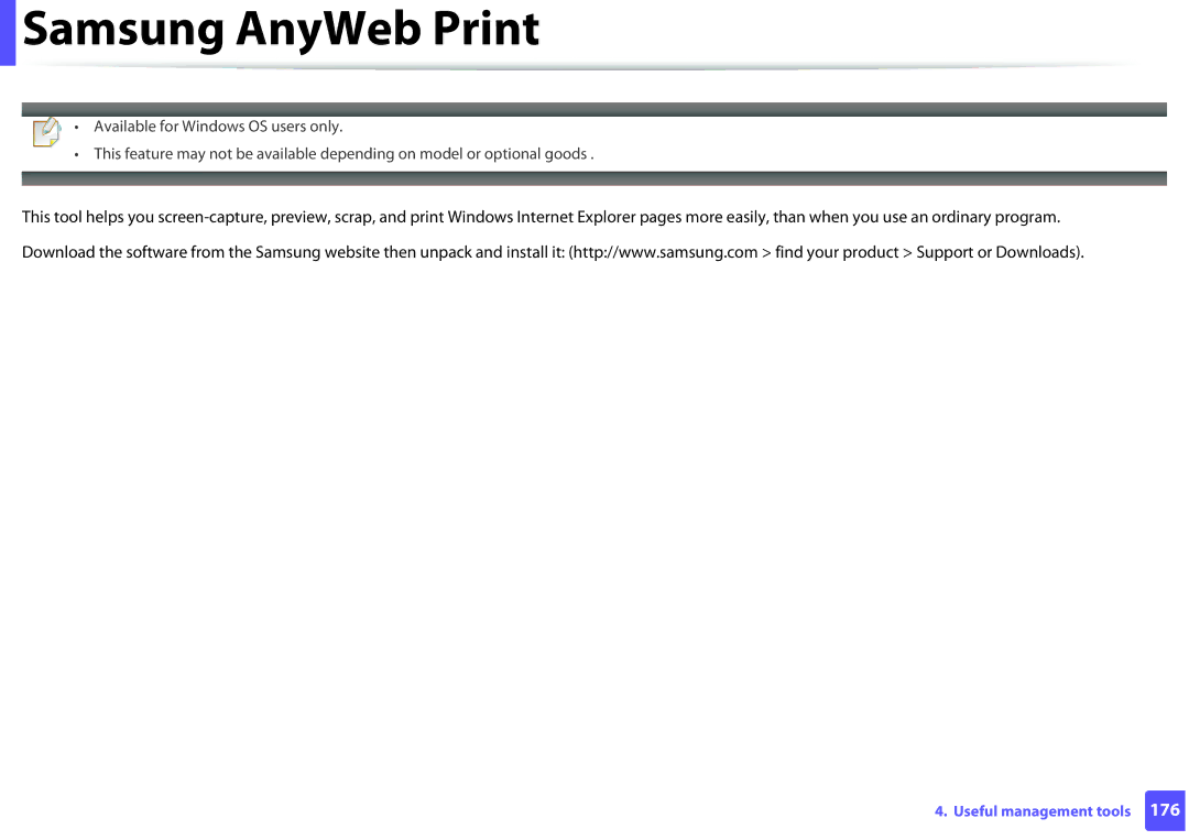 Samsung M262x, M282x, SLM2625DXAC, SLM2825DW manual Samsung AnyWeb Print 