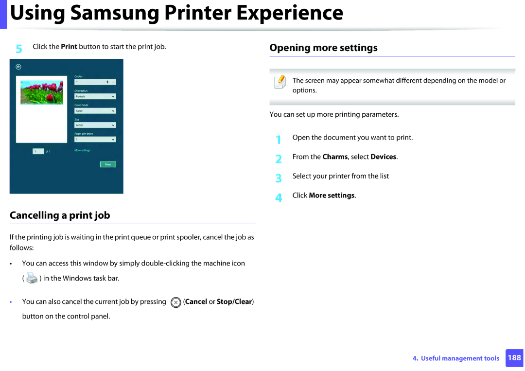 Samsung SLM2625DXAC, M282x, M262x, SLM2825DW manual Click the Print button to start the print job, Click More settings 