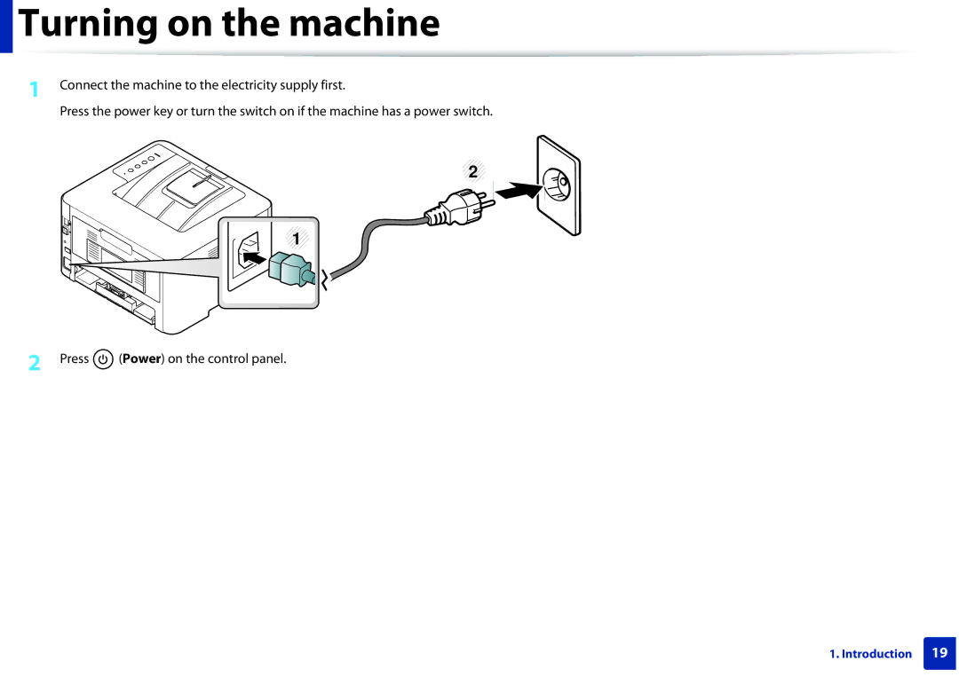 Samsung SLM2825DW, M282x, M262x, SLM2625DXAC manual Turning on the machine 