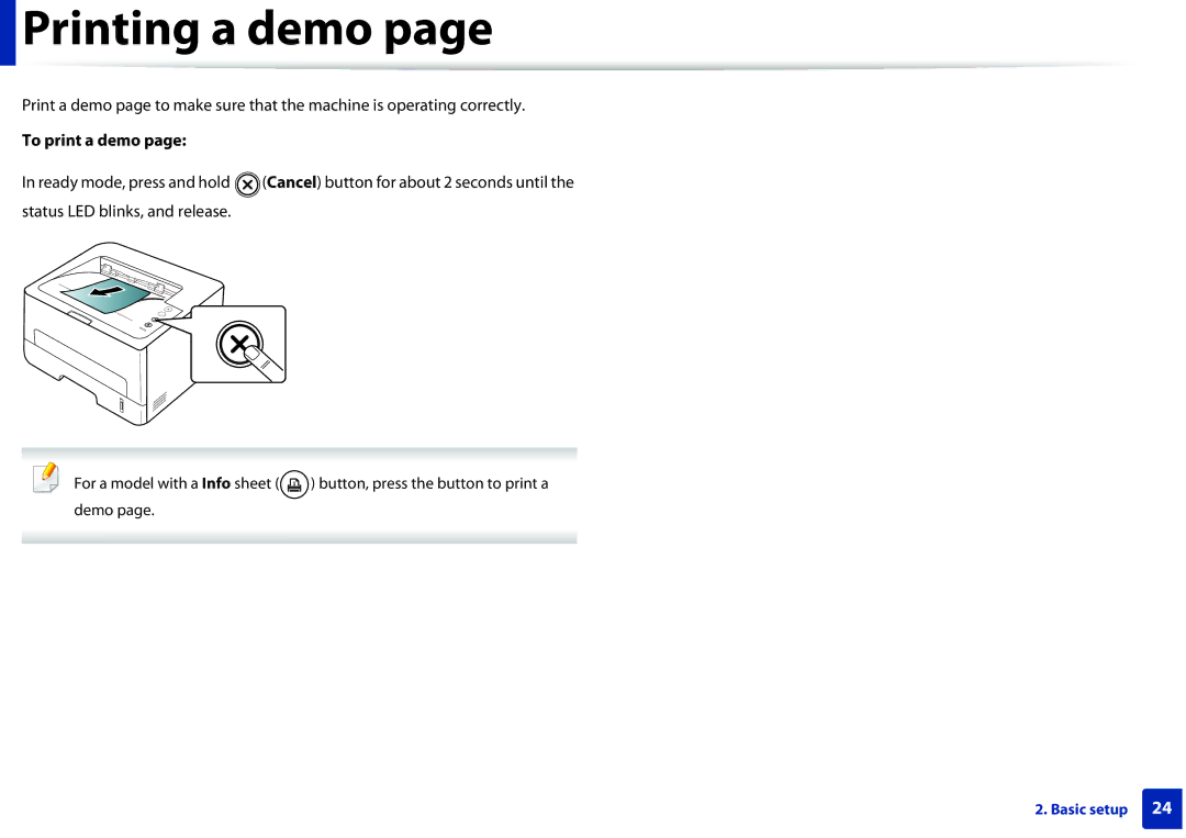 Samsung SLM2825DW, M282x, M262x, SLM2625DXAC manual Printing a demo, To print a demo 