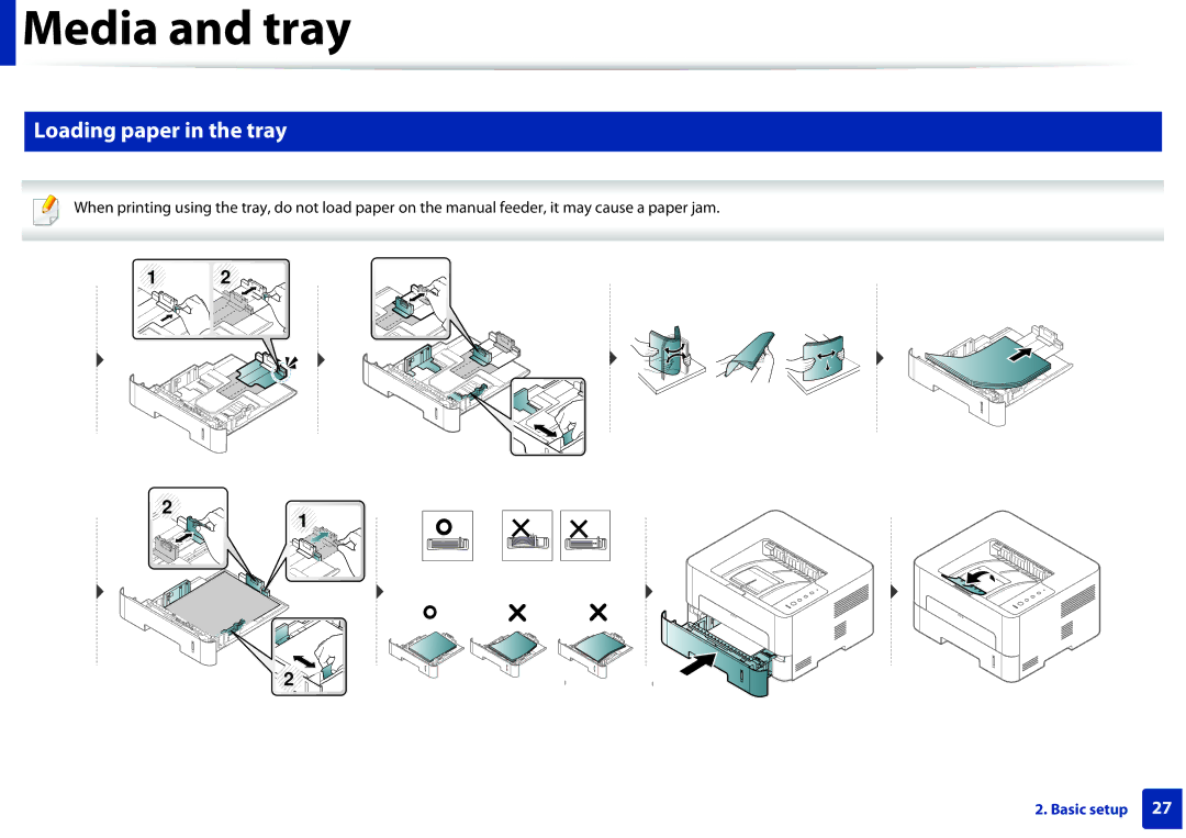 Samsung M282x, M262x, SLM2625DXAC, SLM2825DW manual Loading paper in the tray 