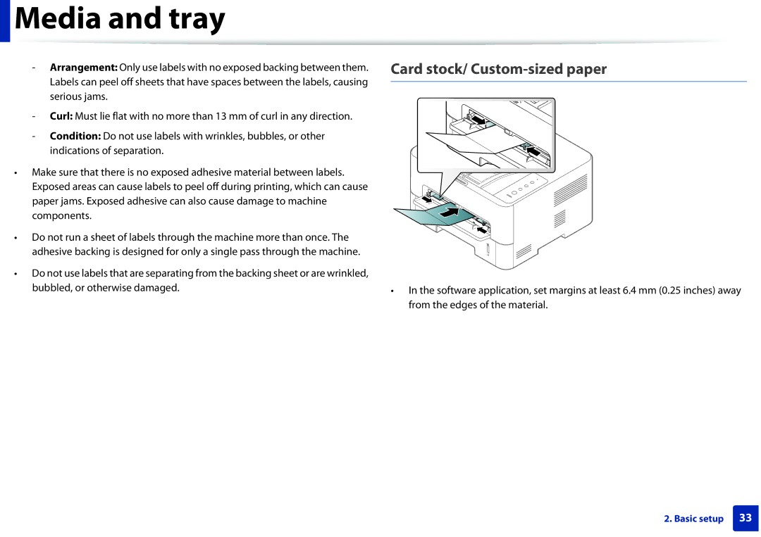 Samsung SLM2625DXAC, M282x, M262x, SLM2825DW manual Card stock/ Custom-sized paper 