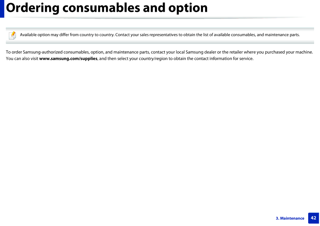 Samsung M282x, M262x, SLM2625DXAC, SLM2825DW manual Ordering consumables and option 