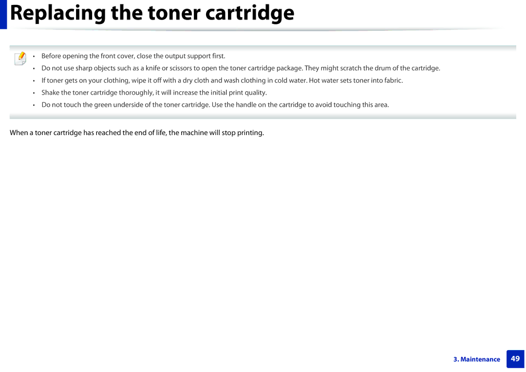 Samsung SLM2825DW, M282x, M262x, SLM2625DXAC manual Replacing the toner cartridge 