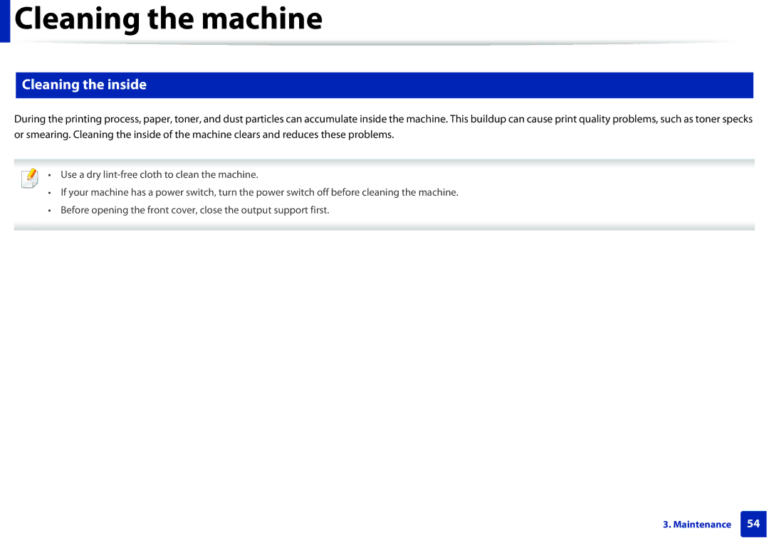 Samsung SLM2825DW, M282x, M262x, SLM2625DXAC manual Cleaning the inside 