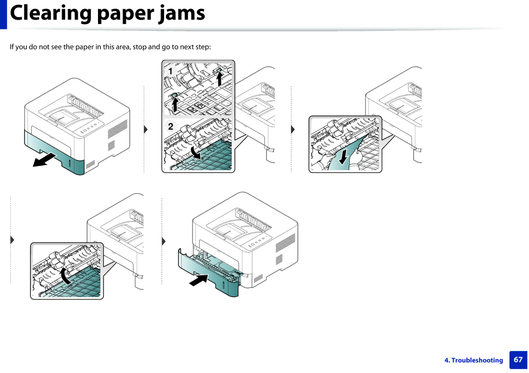 Samsung M282x, M262x, SLM2625DXAC, SLM2825DW manual Clearing paper jams 