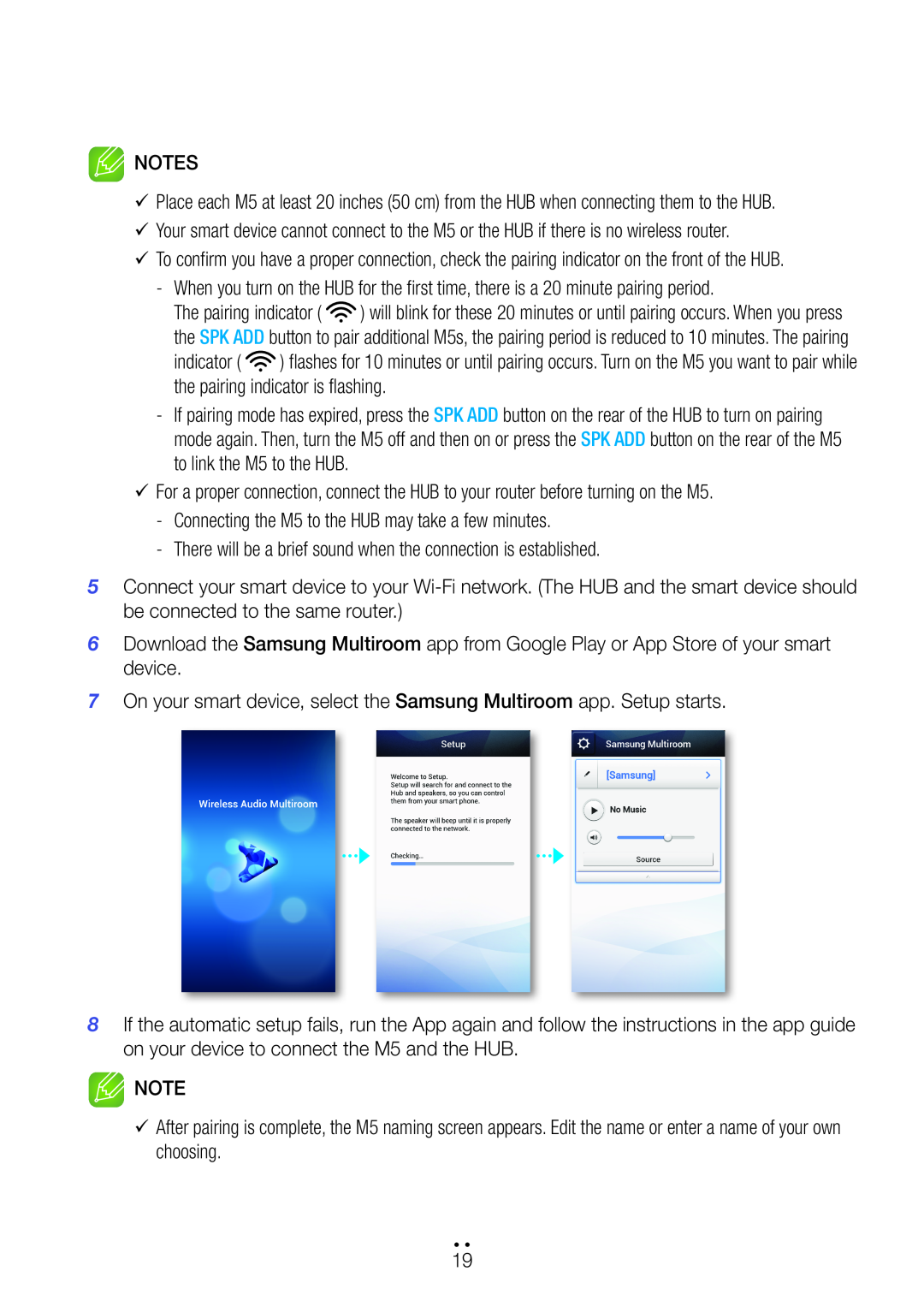 Samsung M5 user manual There will be a brief sound when the connection is established 