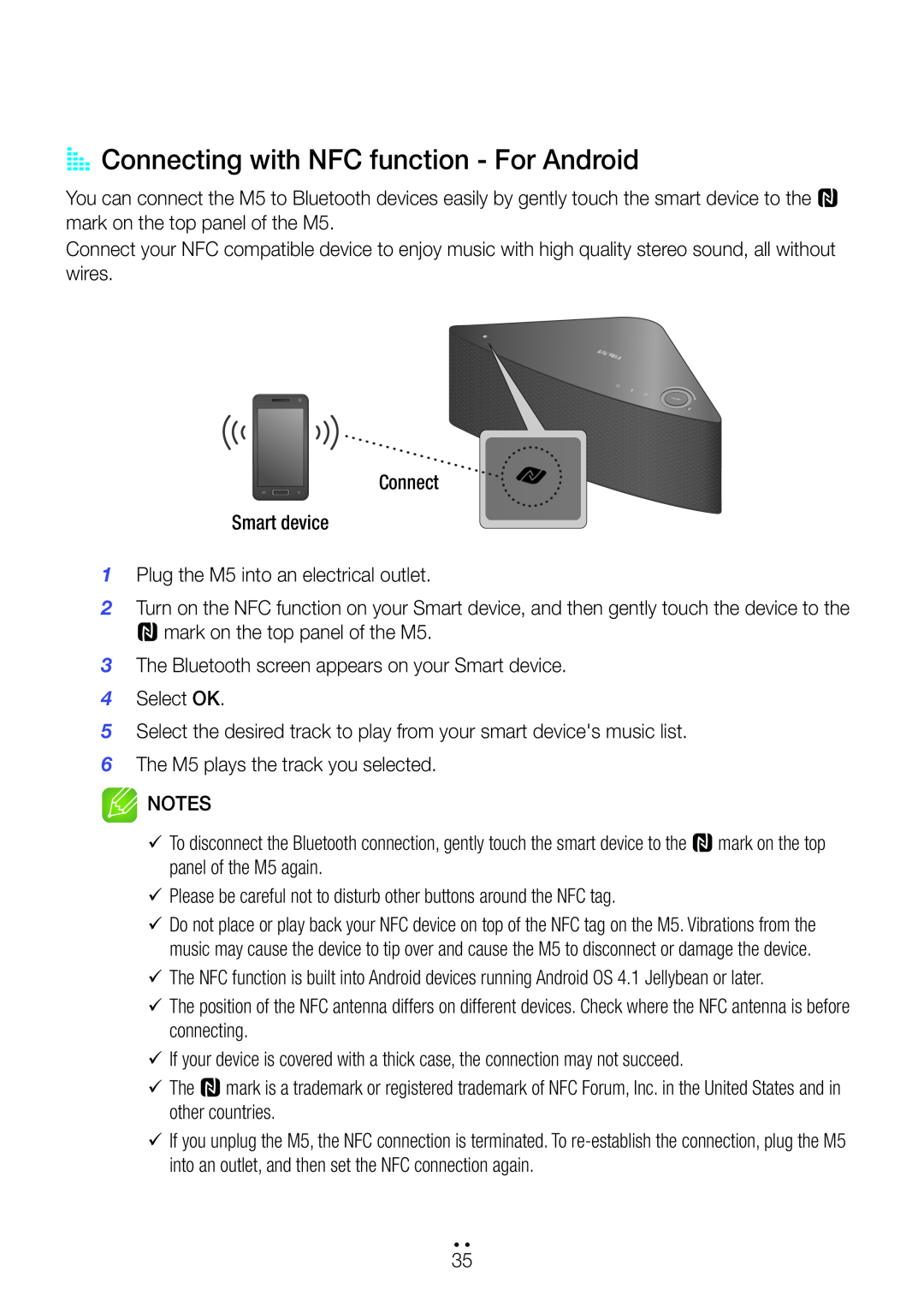 Samsung M5 user manual AA Connecting with NFC function - For Android 