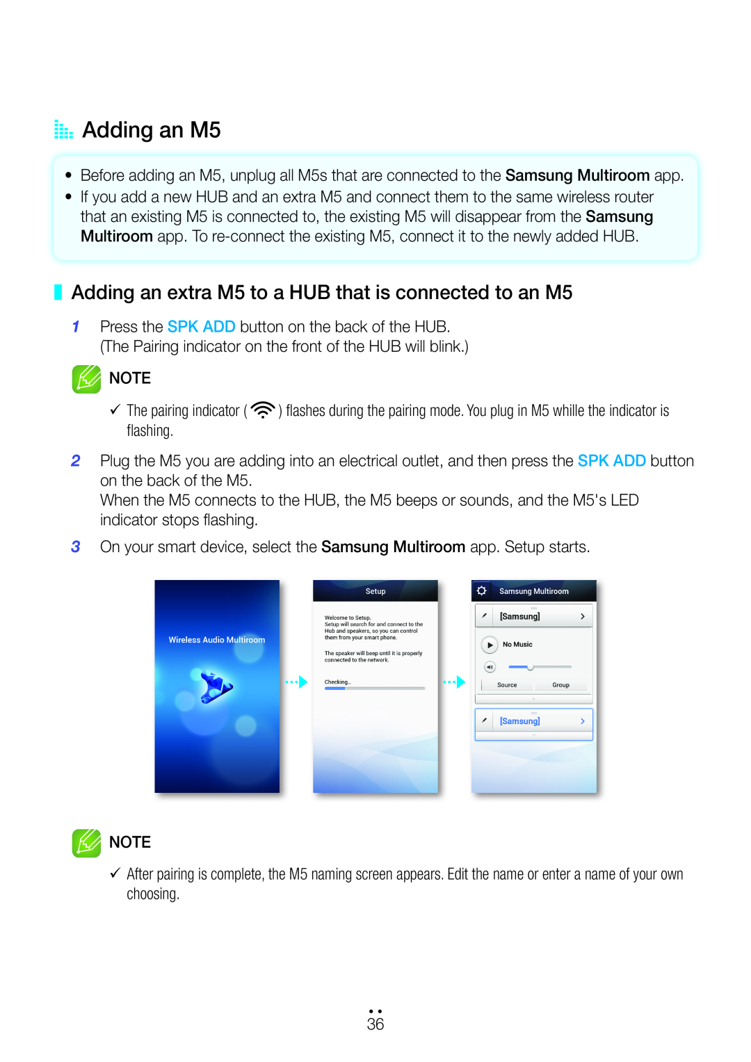 Samsung user manual AA Adding an M5, Adding an extra M5 to a HUB that is connected to an M5 