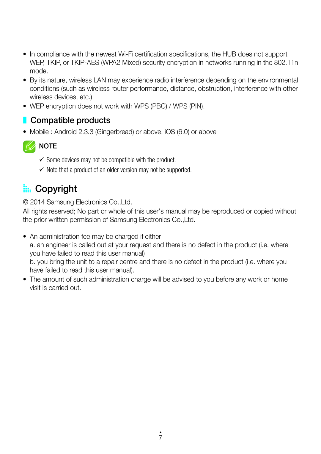 Samsung M5 user manual AA Copyright, Compatible products 