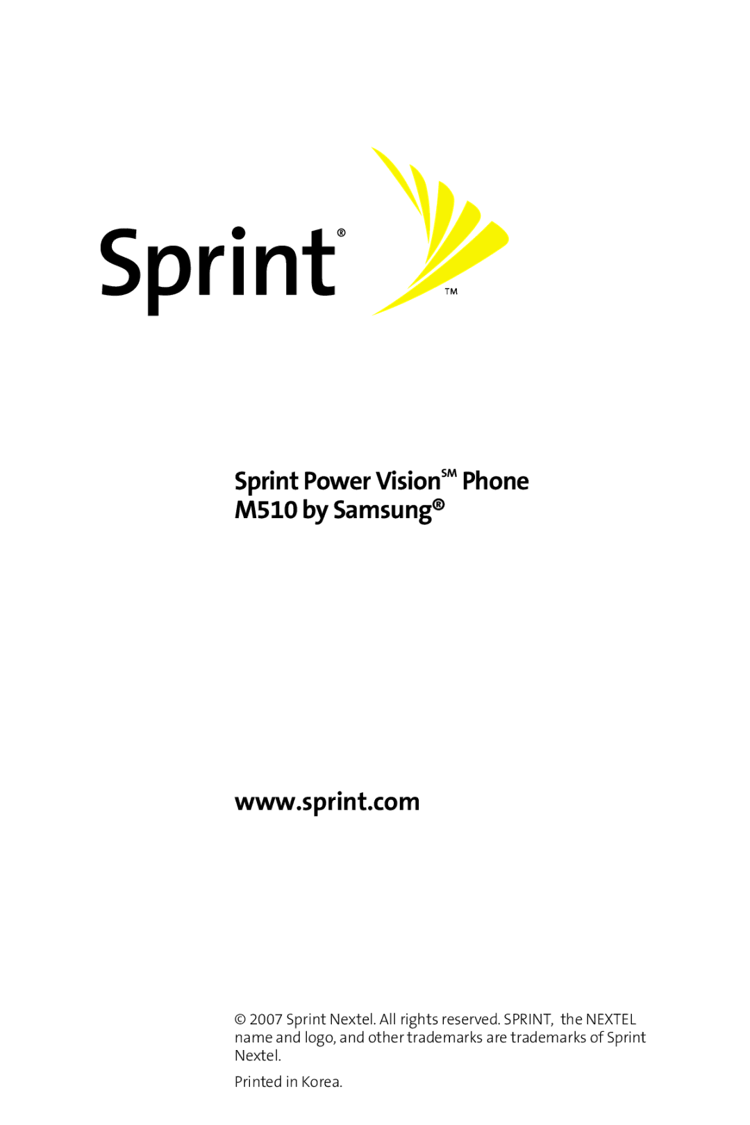 Samsung manual Sprint Power VisionSM Phone M510 by Samsung 