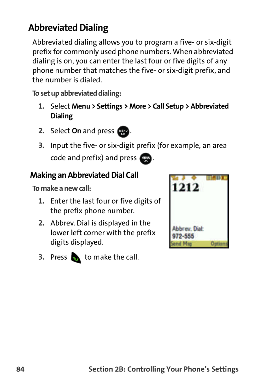 Samsung M510 manual Abbreviated Dialing, Making an Abbreviated Dial Call, To set up abbreviated dialing, To make a new call 