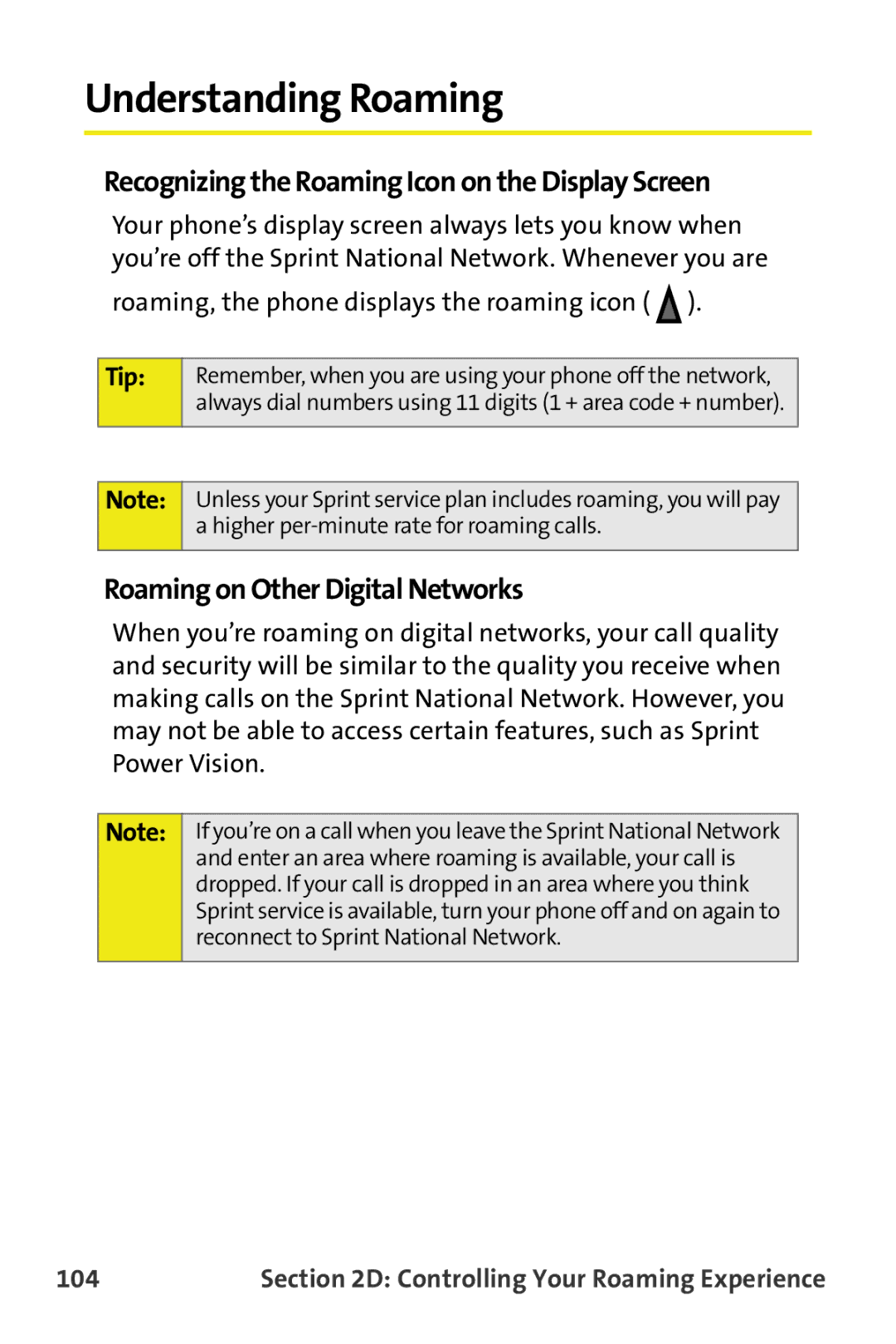 Samsung M510 Understanding Roaming, Recognizing the Roaming Icon on the Display Screen, Roaming on Other Digital Networks 