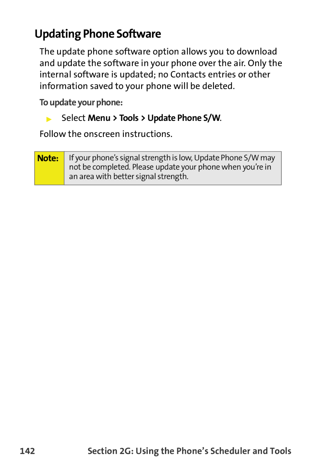 Samsung M510 manual Updating Phone Software, To update your phone, 142 