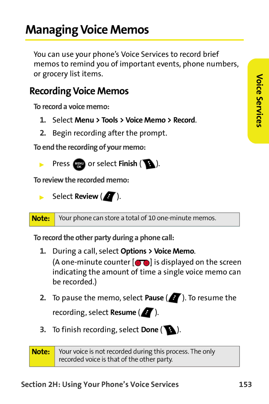 Samsung M510 manual Managing Voice Memos, Recording Voice Memos 