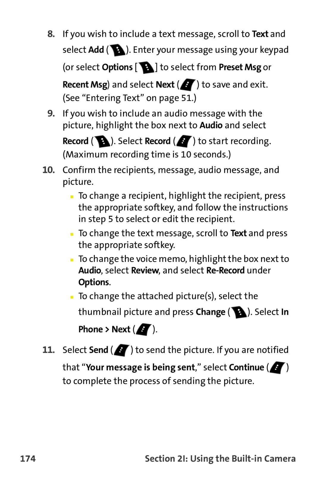 Samsung M510 manual If you wish to include a text message, scroll to Text, 174 