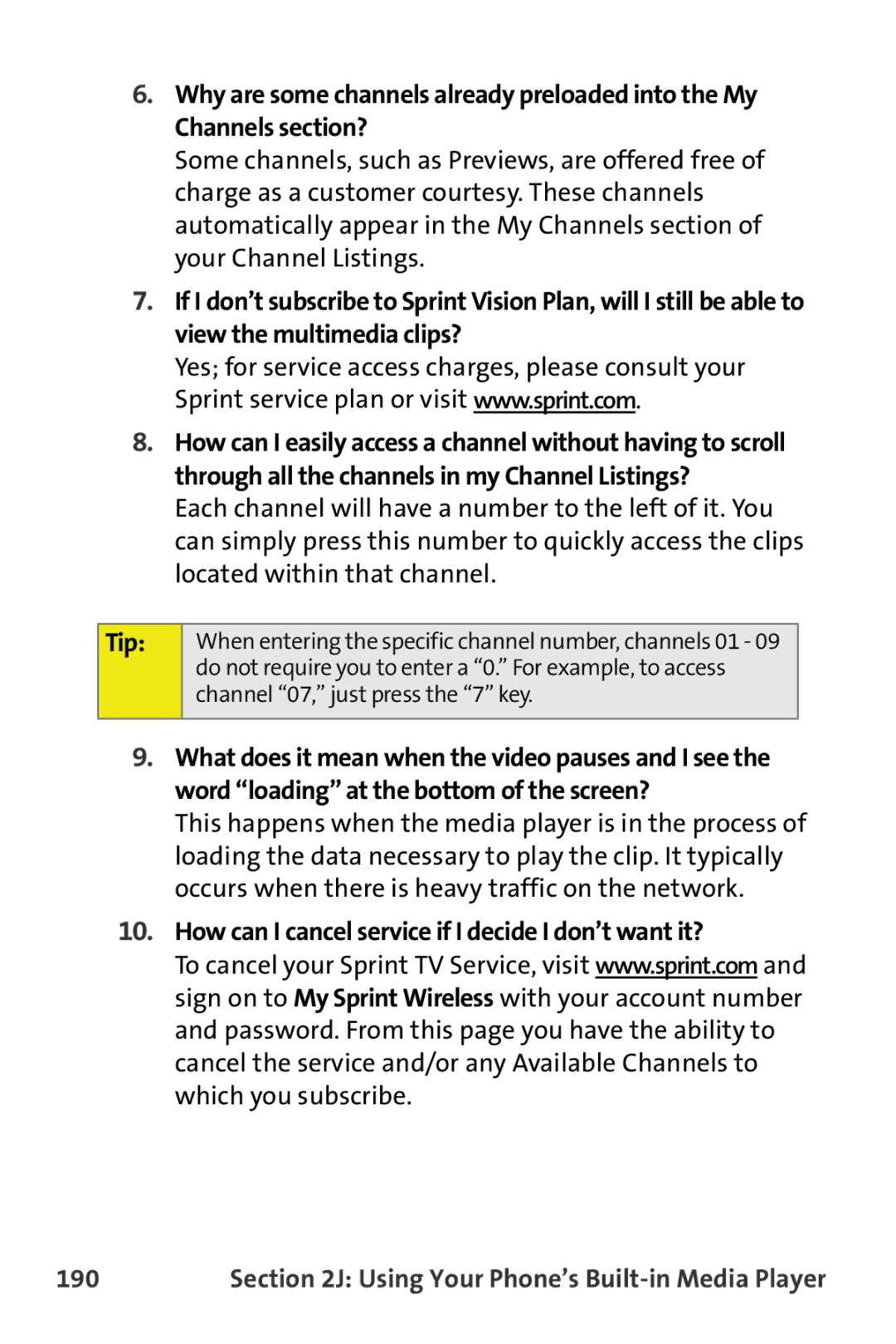 Samsung M510 manual How can I cancel service if I decide I don’t want it?, 190 