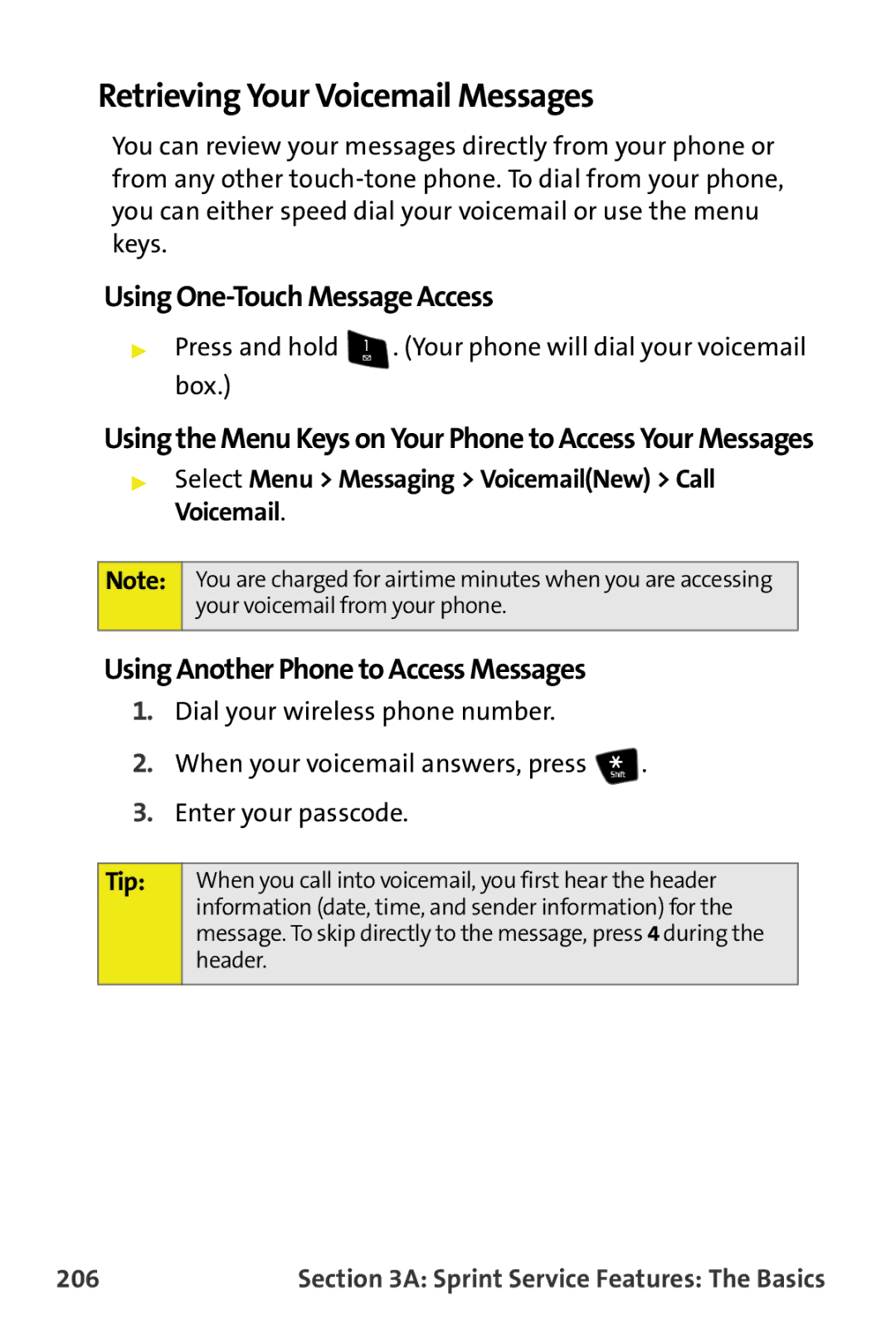 Samsung M510 Retrieving Your Voicemail Messages, Using One-Touch Message Access, Using Another Phone to Access Messages 