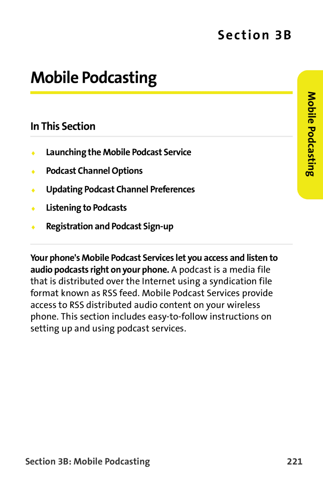 Samsung M510 manual Mobile Podcasting 221 