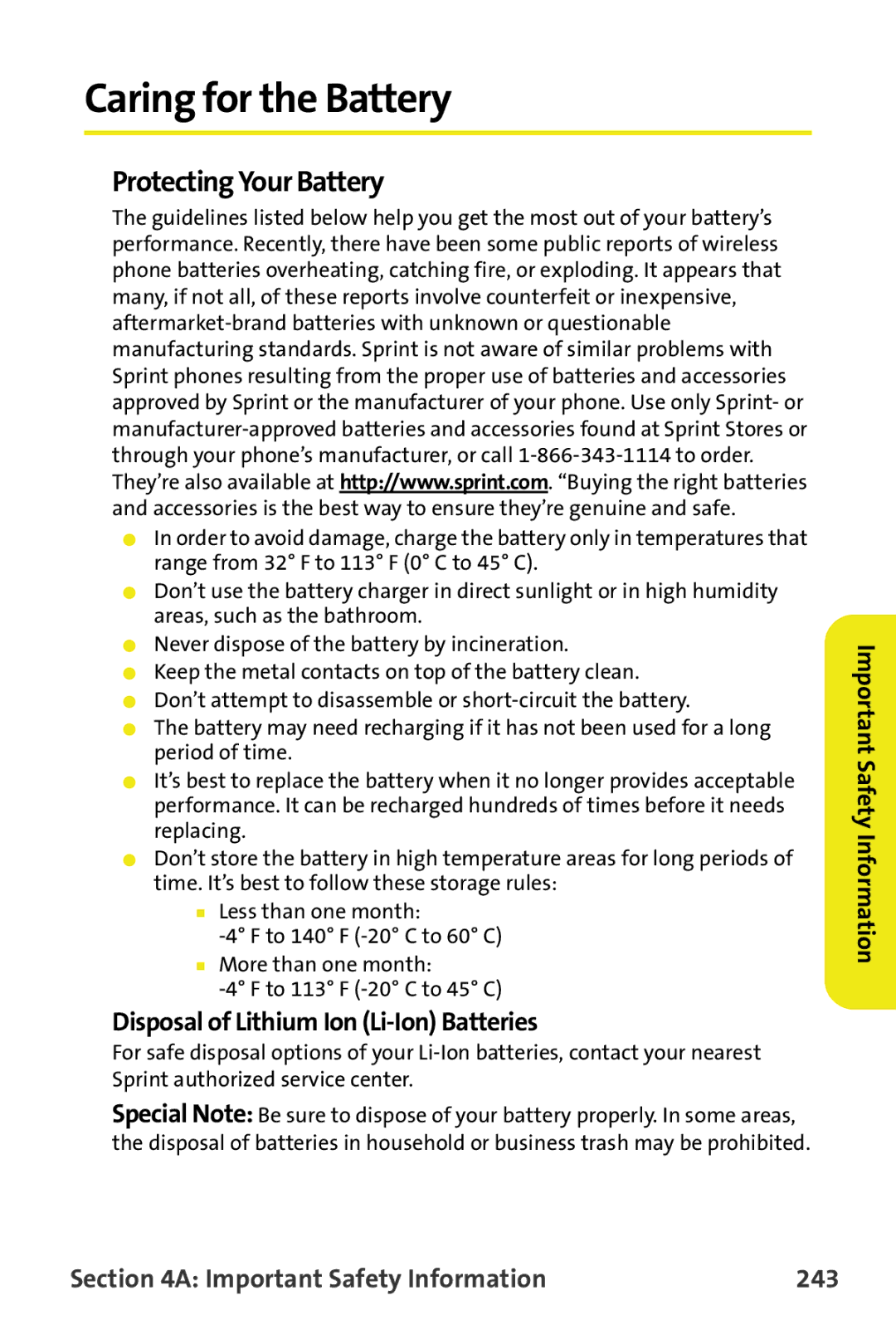 Samsung M510 manual Caring for the Battery, Protecting Your Battery, Disposal of Lithium Ion Li-Ion Batteries 