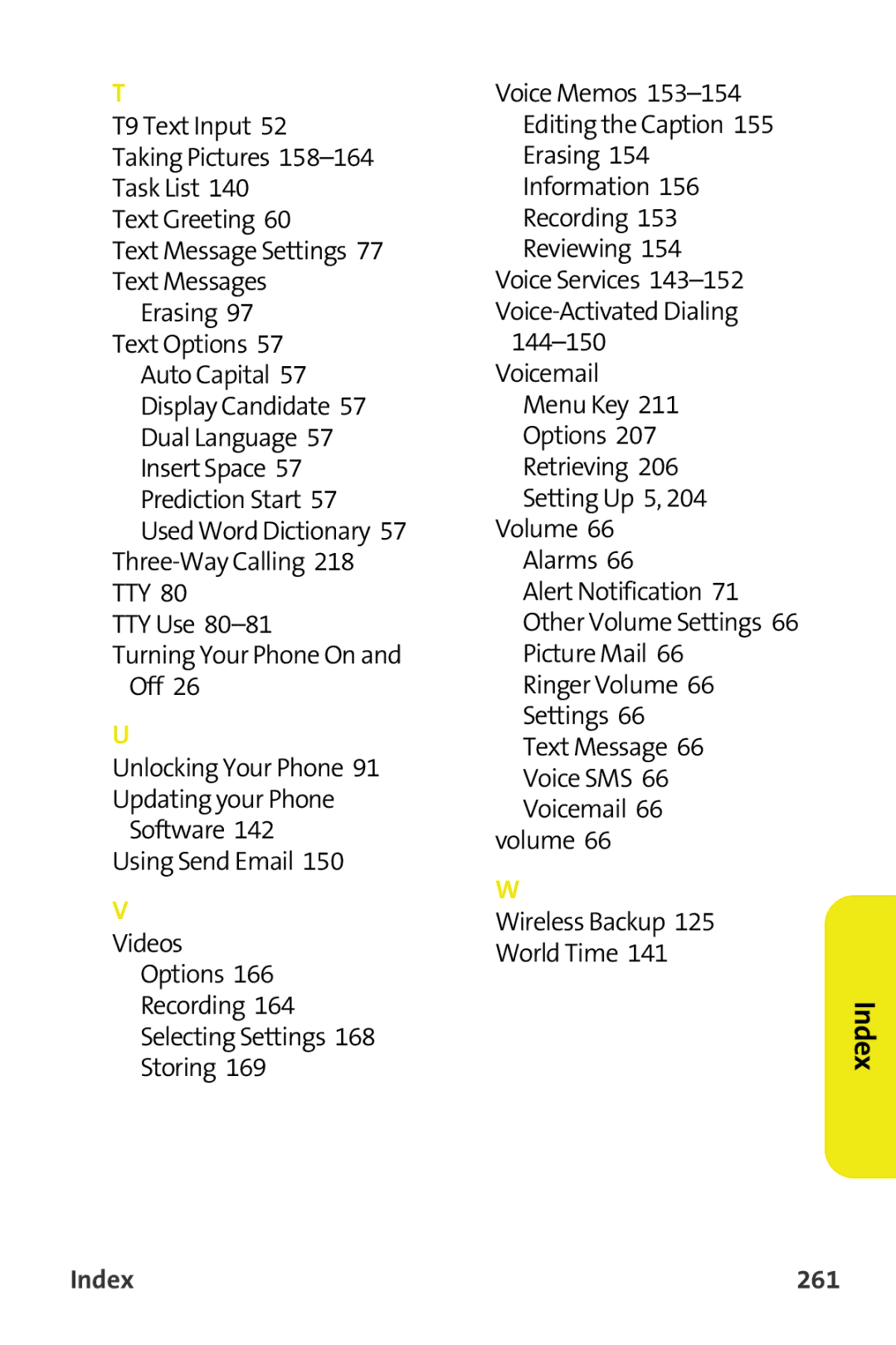 Samsung M510 manual Index 261 