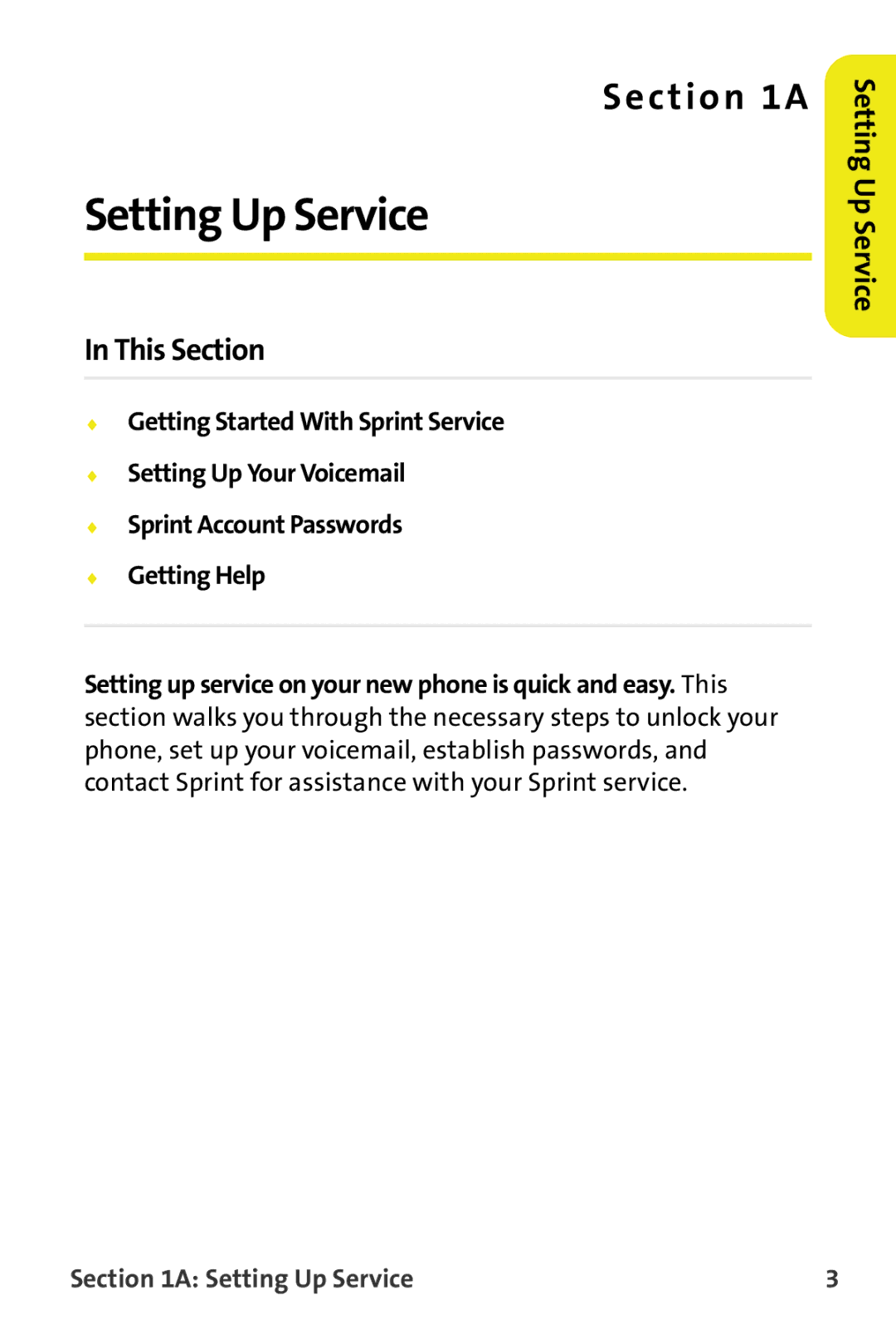 Samsung M510 manual This Section, Setting Up Service 