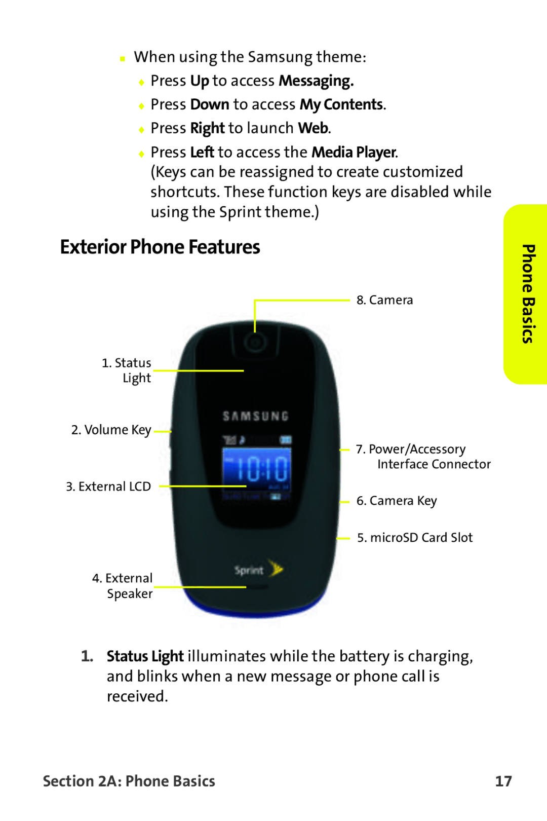 Samsung M510 manual Exterior Phone Features, Volume Key 