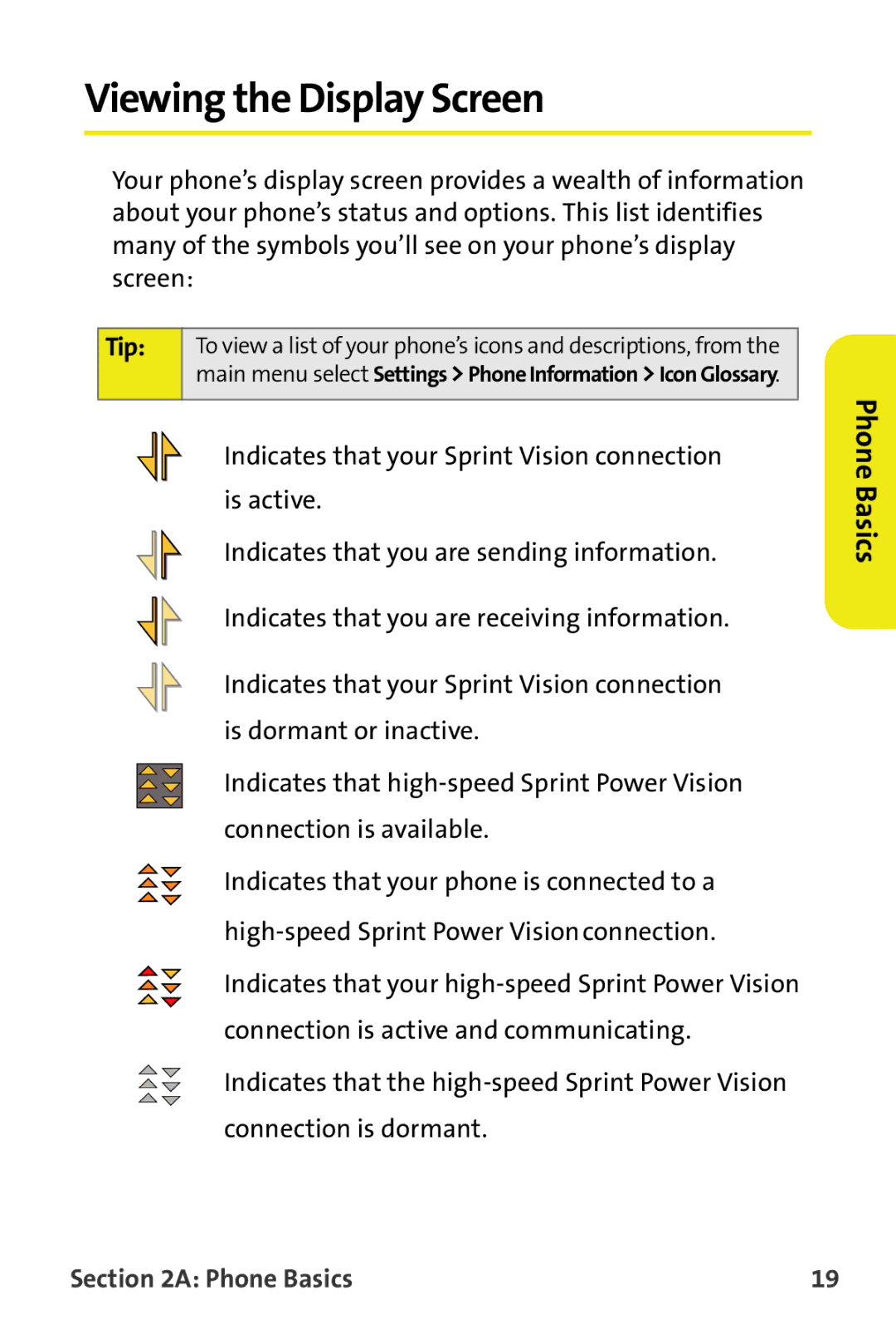 Samsung M510 manual Viewing the Display Screen, Tip 