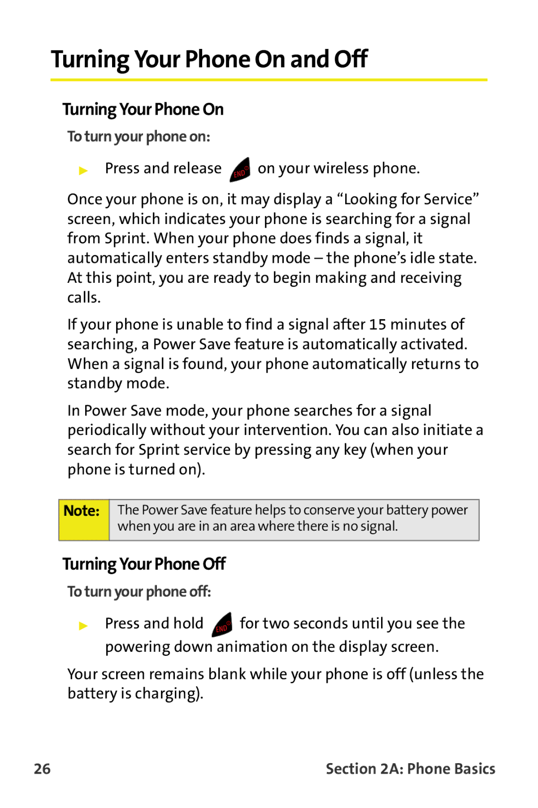 Samsung M510 manual Turning Your Phone On and Off, Turning Your Phone Off, To turn your phone on 