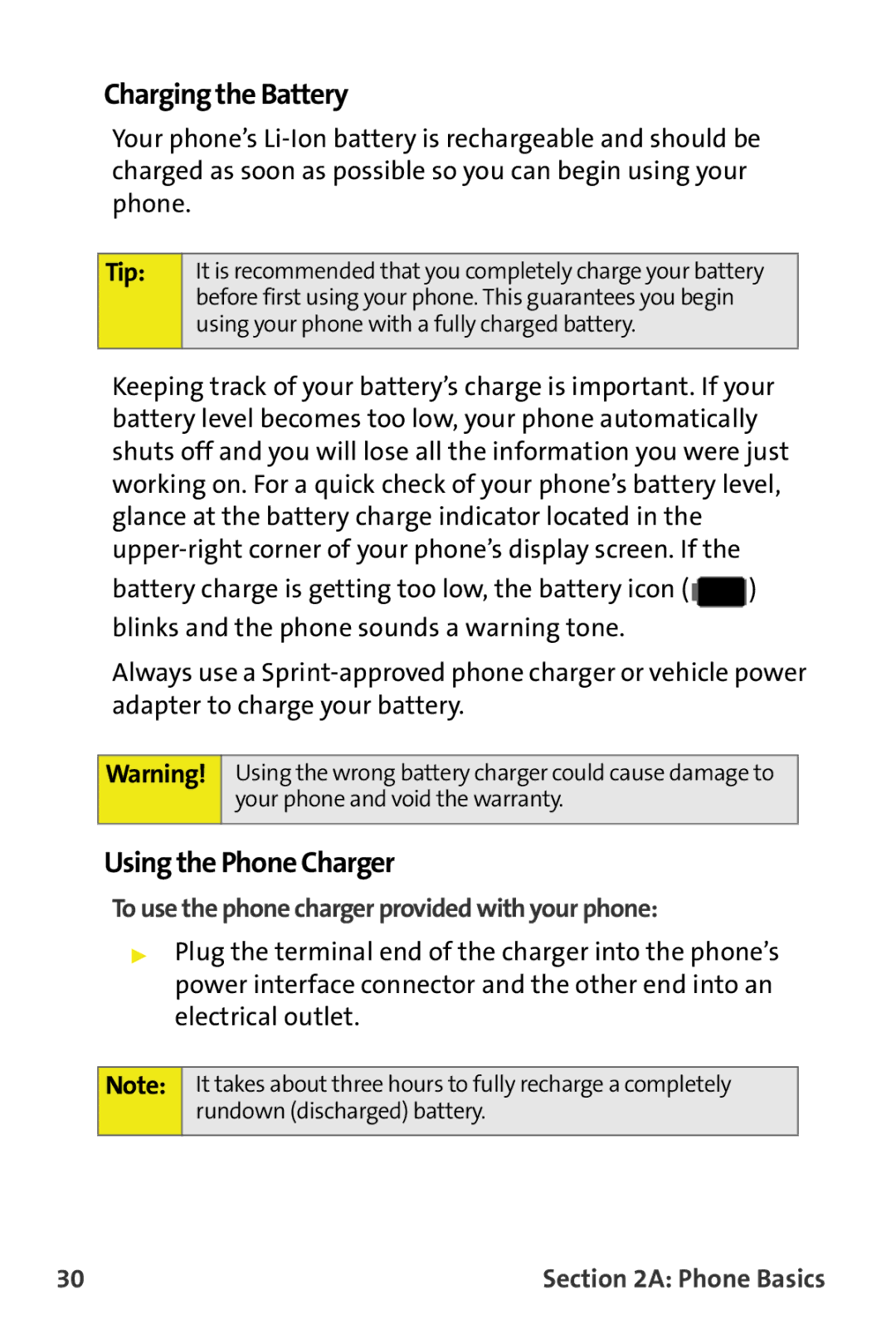 Samsung M510 manual Charging the Battery, Using the Phone Charger, To use the phone charger provided with your phone 