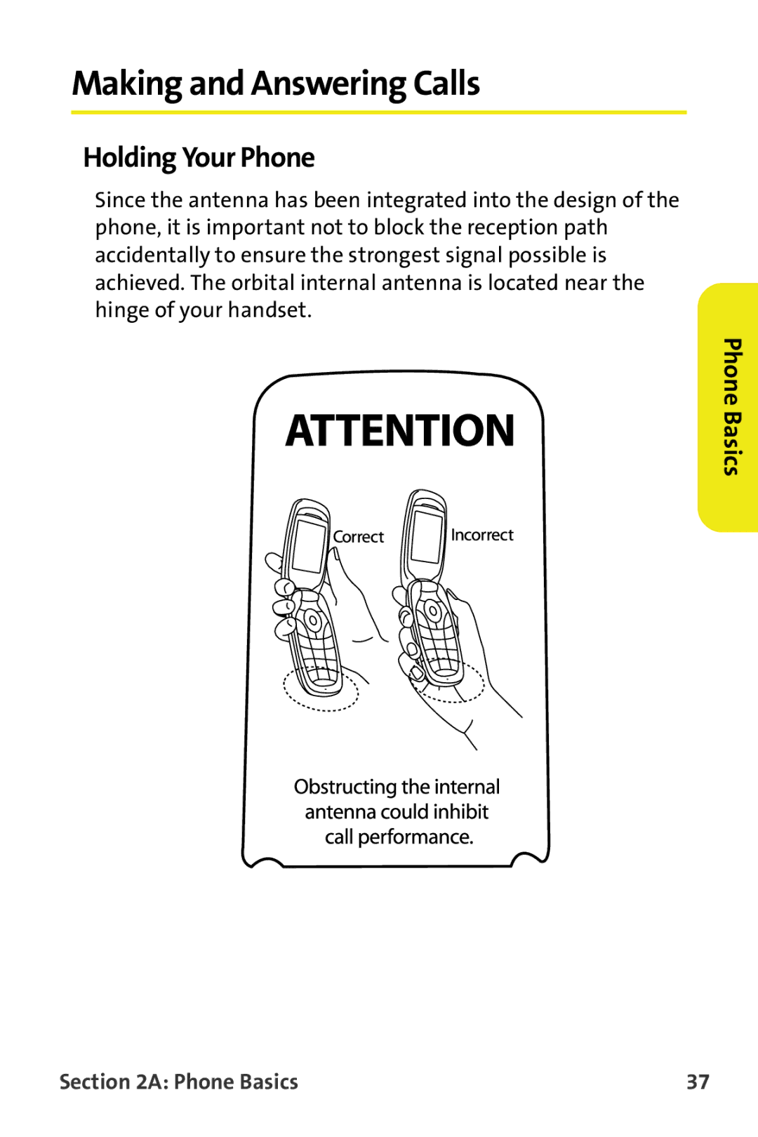 Samsung M510 manual Making and Answering Calls, Holding Your Phone 