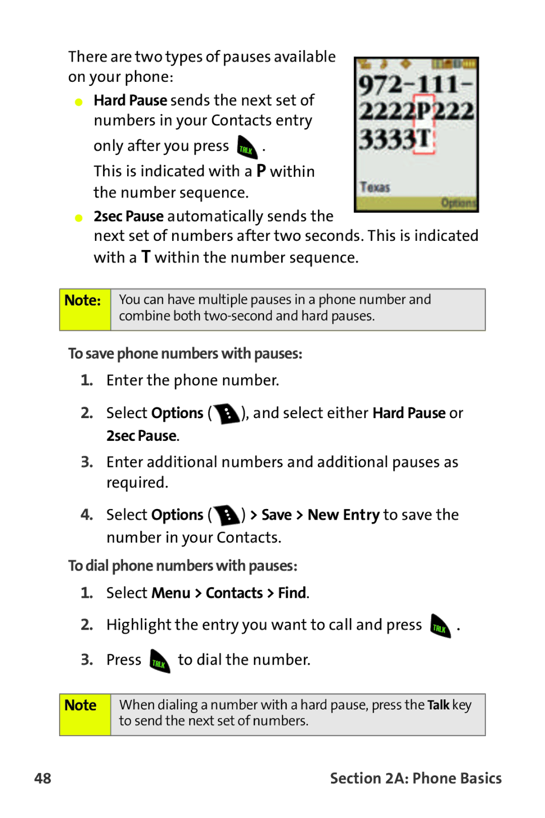 Samsung M510 manual To save phone numbers with pauses, To dial phone numbers with pauses, Select Menu Contacts Find 