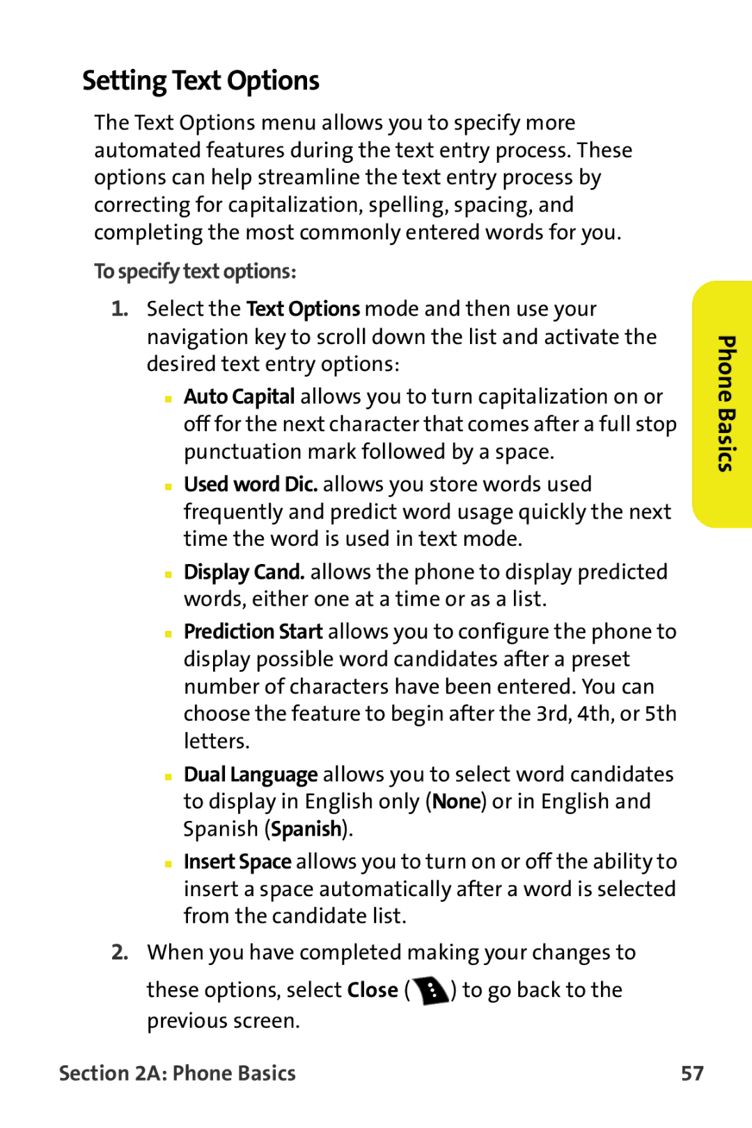 Samsung M510 manual Setting Text Options, To specify text options 