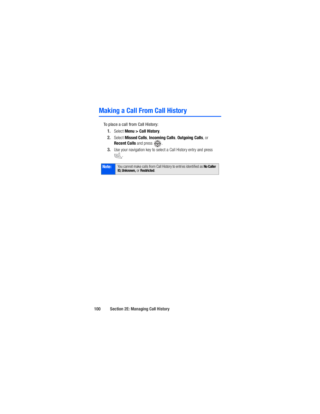 Samsung M520 manual Making a Call From Call History, To place a call from Call History 