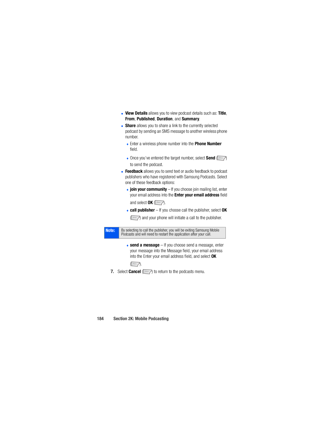 Samsung M520 manual From, Published, Duration, and Summary, One of these feedback options 