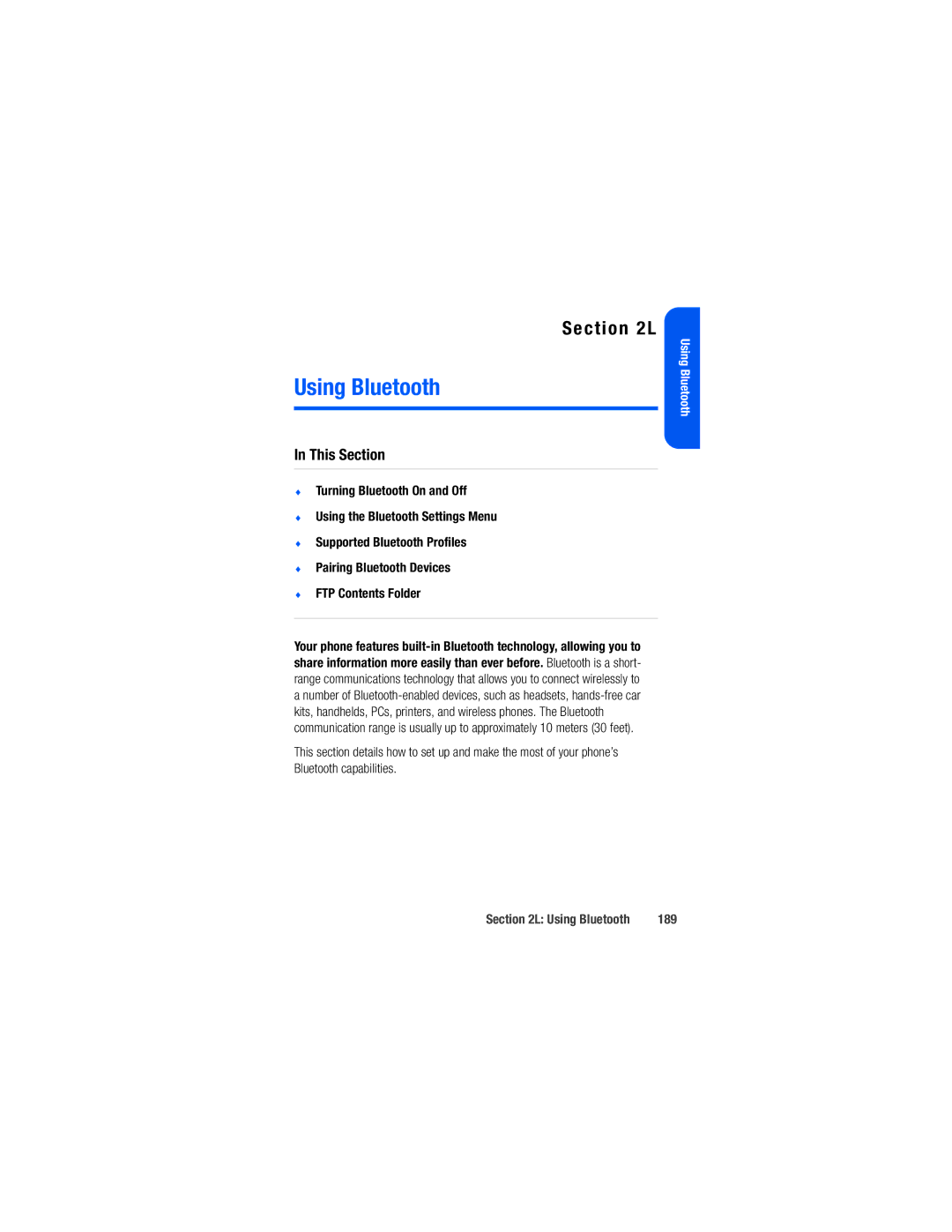 Samsung M520 manual Using Bluetooth, 189 