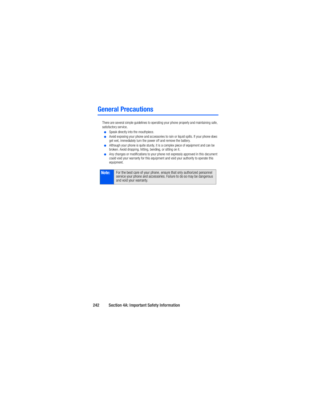 Samsung M520 manual General Precautions, Important Safety Information 