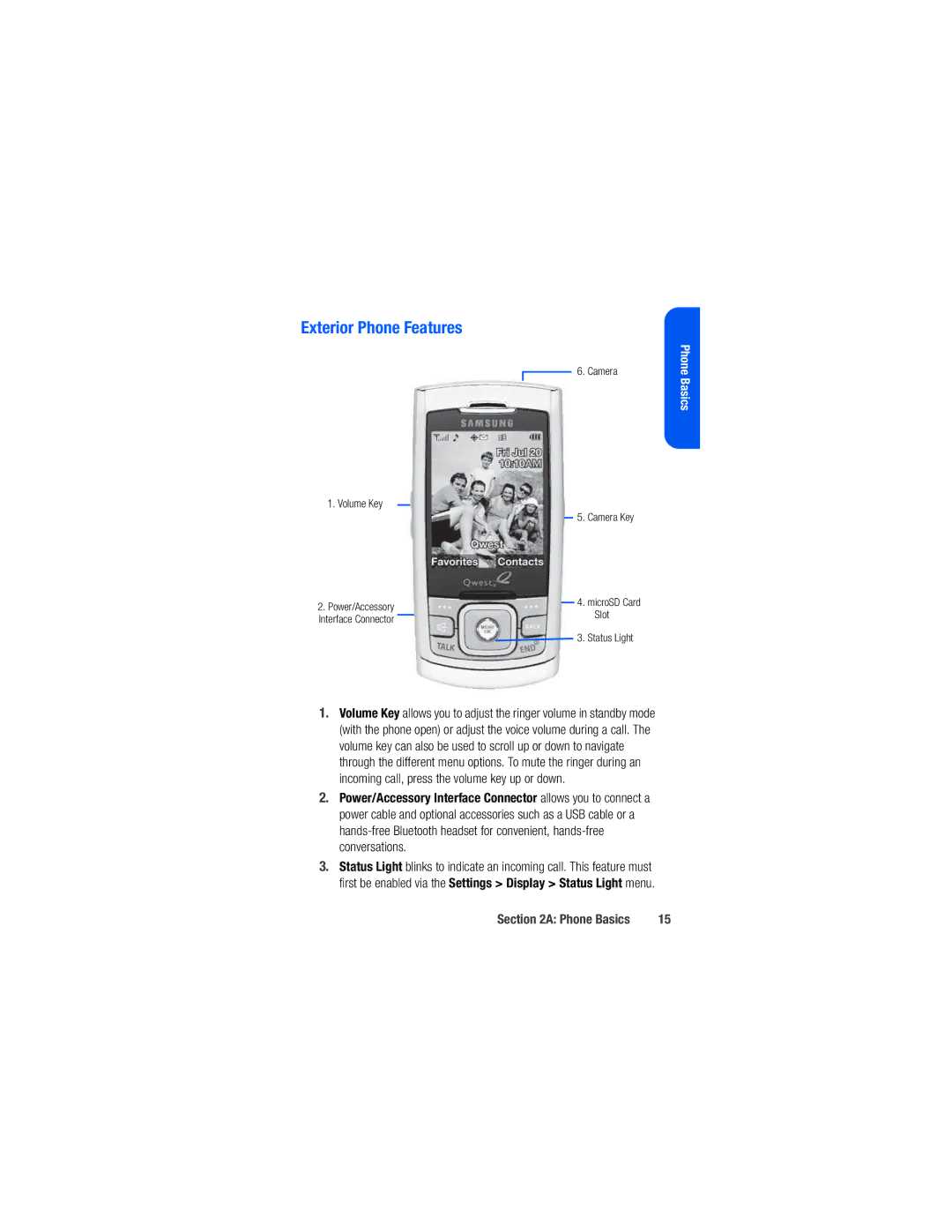 Samsung M520 manual Exterior Phone Features 